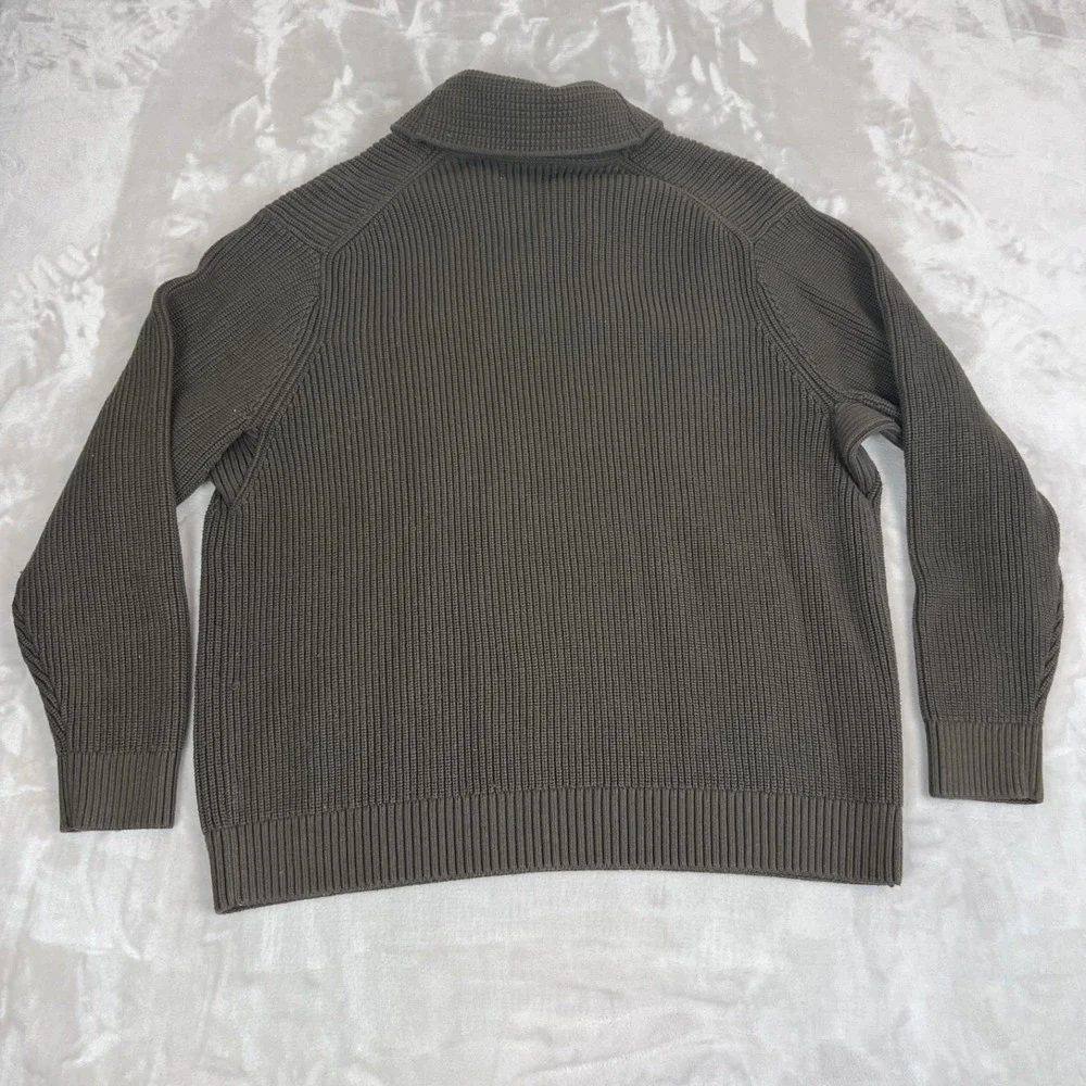 Duluth Sweater Mens 2XL Brigadier Shawl Collar Fisherman Knit Chunky Elbow Patch